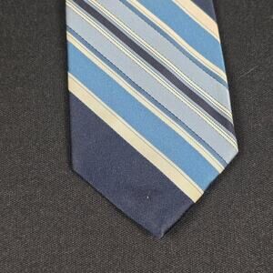 John Frederics Tie Men's Multi-Color Blue Silver Striped 100% Polyester
